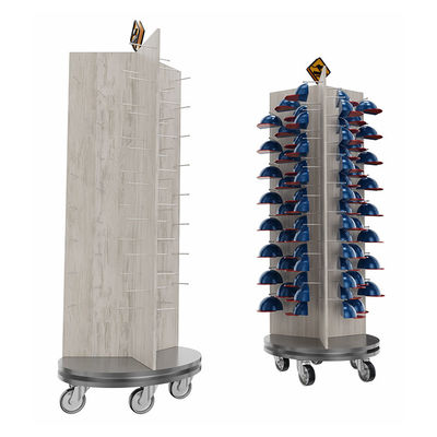 গুণ  Three Sided Rotating Display Stand Cap Display Stand With Customized Logo কারখানা