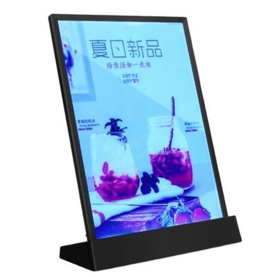 গুণ  A4 Size LED Menu Stand Countertop Acrylic Holder Display With 7 Colors কারখানা